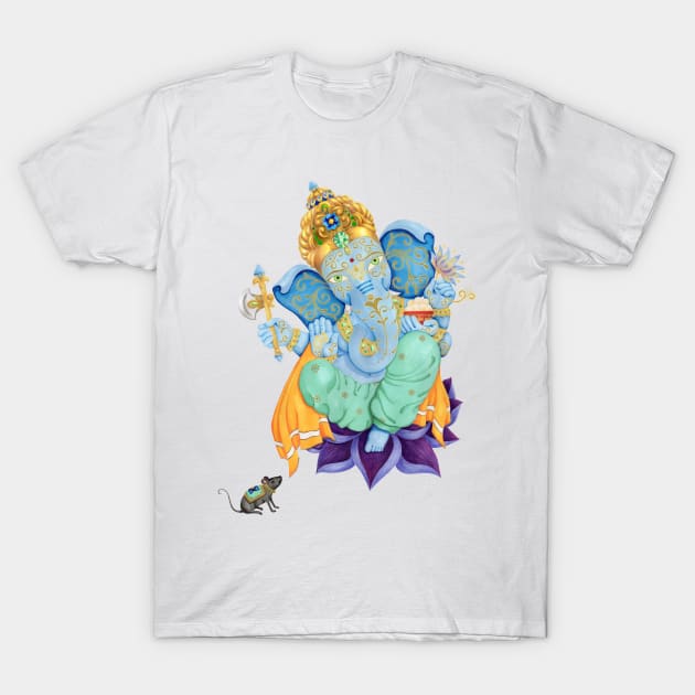 Lord Ganesha - The Obstruction Destroyer T-Shirt by MandalaSoul